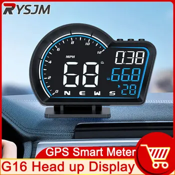 HD G16 Automotive GPS HUD Head Up Display Tachimetro Contachilometri di Allarme di Sicurezza Multifunzione, Computer di bordo Elettronica per Auto