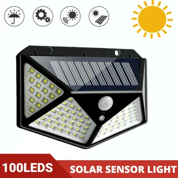 100 LED Solare Luci a Parete Impermeabile all'Aperto Solare del Sensore di Movimento Lampada Alimentata Solare della luce del Sole per Via di Giardino Illuminazione Arredamento