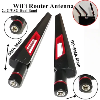 12dbi Antenna WIFI A 2,4 Ghz e 5Ghz 5.8 Ghz RP SMA Maschio Universale Antenna Wifi Per ASUS Amplificatore WLAN Router ripetitore di segnale Antenne