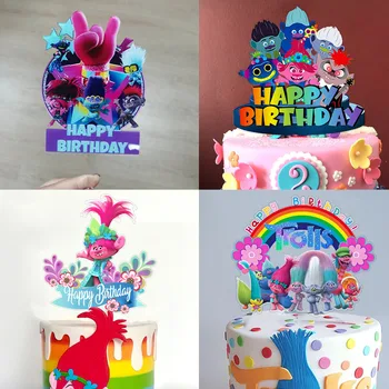 Disney Troll Acrilico Topper Torta di Compleanno Forniture per fai da te Torta di Cottura Baby shower Decorazioni di Nozze Decorazione Ragazza Regalo