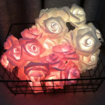 LED Rosa Fiore Stringa di Luci a Batteria Ghirlanda Artificiale Bouquet di Schiuma Luci per san Valentino Finestra di Nozze Decorazione