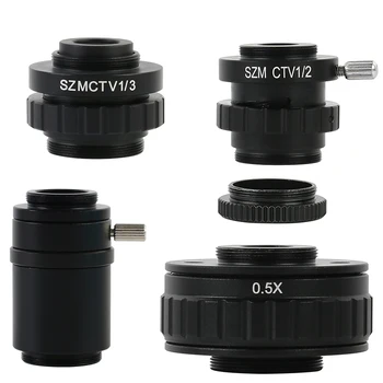 SZM CTV 1/2 1/3 1X Adattatore 0.3 X 0,5 X C mount Lens + C CS Simul Focale Anello Trinoculare Microscopio Stereo HDMI VGA USB Video camera