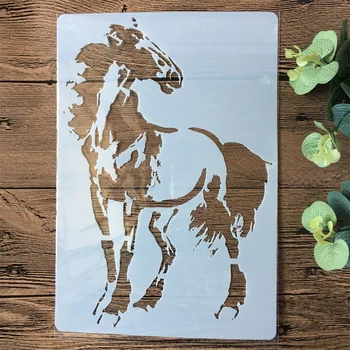 A4 Cavallo fai da te Stratificazione Stencil Pittura di Album da Colorare di Goffratura Album di Carta Decorativa Modello di Scheda