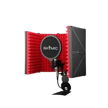 5 Porte Microfono Professionale Isolamento Scudo Rosso Schiuma Filtro Vocale Cabina di Studio con l'asta del Microfono Shock Mount Filtro Pop