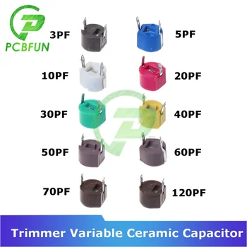 10PCS Variabile Trimmer Capacità 3PF 5PF 10PF 20PF 30PF 40PF 50PF 60PF 70PF 120PF Condensatore Ceramico Kit per Arduino