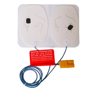 1pair AED Formazione ECG Elettrodi di Defibrillazione Patch Con Una Coda di Utilizzo della Linea di Con AED Trainer di Emergenza, Per la Formazione di Abilità