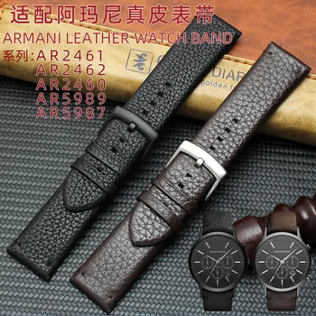 Per Armani Genuine Leather Watch Band Ar2461 2462 2460 5989 5987 pelle Bovina Braccialetto 24mm Uomini