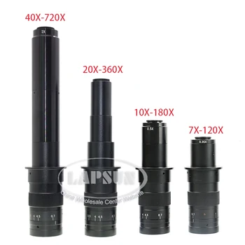 Regolabile di Alta Qualità 120X -180X - 360X - 720X Zoom 25mm C-mount Lenti in Vetro Adattatore 4.5 X per l'Industria Fotocamera per Microscopio