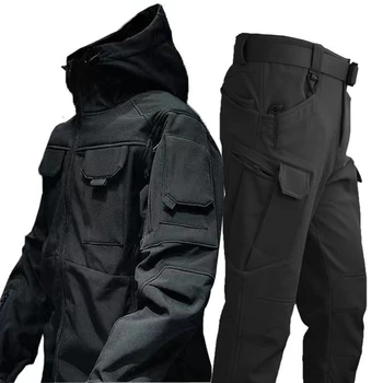 Uomini Inverno Vello Esercito Tattica Militare Impermeabile Softshell Giacche Cappotto Pantaloni Combat Pesca Escursionismo Campeggio Arrampicata Pantaloni