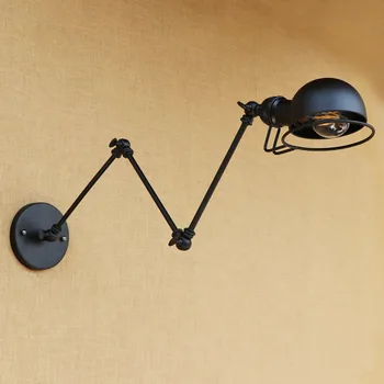 Nero Stile Loft Industriale Retrò Vintage Lampada Da Parete Edison Wandlampen Regolabile Swing Braccio Lungo Muro Di Lampade Applique