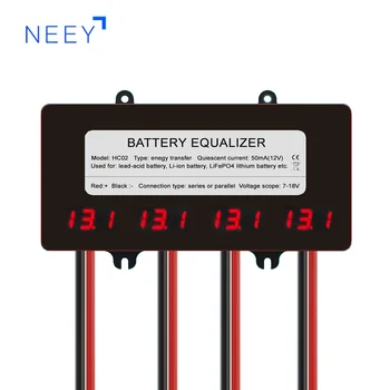 NEEY Batteria Equalizzatore 4PCS Batterie 10A Attivo Corrente Tensione di Bilanciamento Li Li-ion Batteria al Piombo Collegare Display a LED HC02
