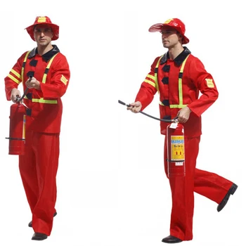 Fantasia Adulti Pompiere Costume Di Halloween Cosplay Carnevale Pompiere Fuoco Soddisfare Uomini Di Ruolo Abiti Da Festa, Divertente Pompiere
