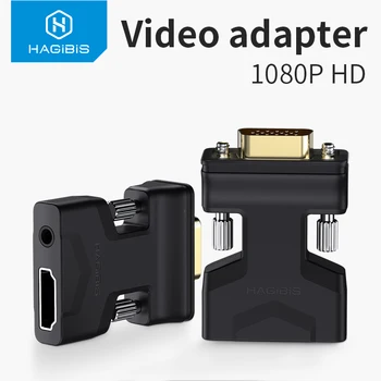 Hagibis compatibili HDMI a VGA con Audio Porta Femmina Convertitore Video da 3,5 mm per PS4 Portatile PC TV Box Monitor Proiettore