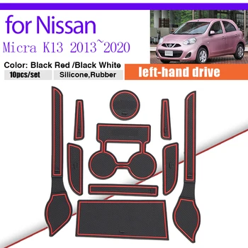 A prova di polvere e Cuscinetto per Nissan Micra K13 Marzo 2013~2014 2020 Archiviazione Stuoia di Gomma della Porta di Slot Groove Coppa Cuscino Auto Coaster Sticke Auto