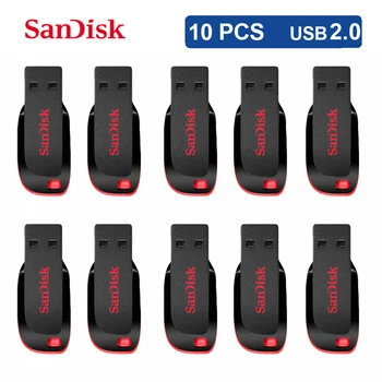 10PCS/LOT Originale SanDisk CZ50 USB 2.0 Mini Pen Drive 16GB 32GB 64GB 128GB USB Flash Drive Memory Stick U Disco Chiave USB Pendrive