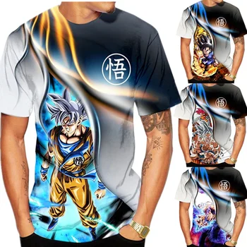 Moda estate Uomo Donna 3D Cartoon T-Shirt Dragon Ball Z Harajuku Manica Corta Tees Plus Size Coppie Abiti Per Ragazzi