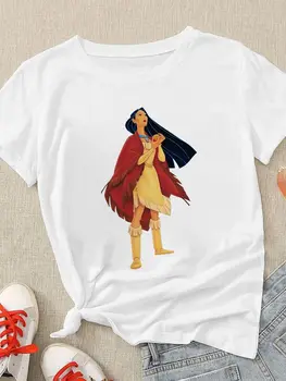 Donne Nuova Principessa Pocahontas Disney O-Neck T-Shirt Di Tendenza Cool Dell'Estate Squisita Traspirante Manica Corta T-Shirt