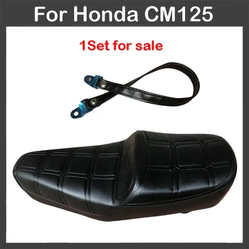 Per Honda CM125 1 Set in Pelle da Moto Neri Cuscino Pad Con Cinturino Impermeabile Antipolvere Moto coprisedile
