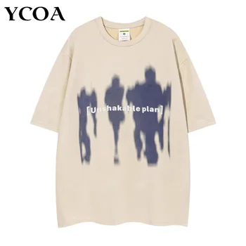 Uomo t-shirt Oversize in Cotone Harajuku Estate Graphic Tees Streetwear Manica Corta Y2k Top Hip Hop Vintage Estetica Abbigliamento
