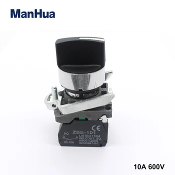 ManHua XB4-BD53 220V elettrico standard manico 3 posizione restare selettore interruttore a pulsante con ritorno a molla