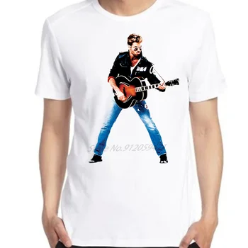 Classico graphic t shirt george michael chitarra Modello Stampato O-neck T-shirt Oversize t-shirt Estate Harajuku di abbigliamento da Uomo