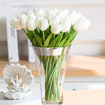 5/10pcs Tulip Fiori Artificiali Vero Tocco Artificiale Bouquet Falso Fiore Per la Festa di Matrimonio Decorazione Forniture Ornamenti del Giardino di Casa