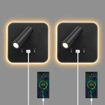 3/9W LED applique da Comodino luce Calda Luce di Lettura Con Interruttore Porta USB di Ricarica Illuminazione Regolabile Per la Camera da letto