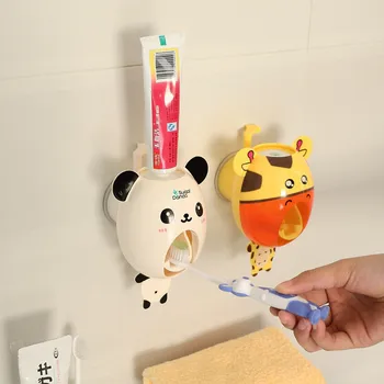 Cute Cartoon Dentifricio Dispenser Automatico Premere Il Montaggio A Parete Dentale Dentifricio Spremiagrumi Tubi Bambini Kid Accessori Per Il Bagno