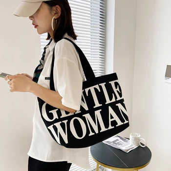 2023 Estate Nuova Moda coreana delle Donne di Grandi dimensioni Borsa a Tracolla Moda Lettera Stampa Tela Borsetta con Manico Tote Bag Lettera di Borsa