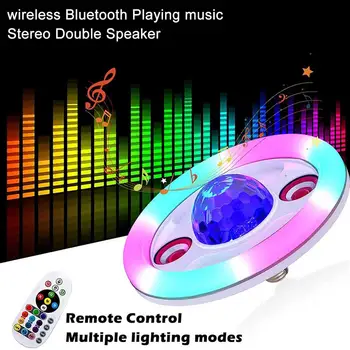 Dimmable Musica Lampada Decorativa Audio Stereo E27 Doppio Altoparlante 36W Lampade a Soffitto per Soggiorno Vacanza Ristorante Partito KTV