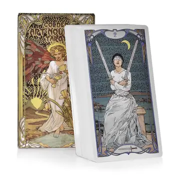 Golden Art Nouveau Tarocchi inglese PDF Guidbook Ponte Festa giochi di Sorte Divinazione di tutti i giorni Strega Carte Giochi da tavolo