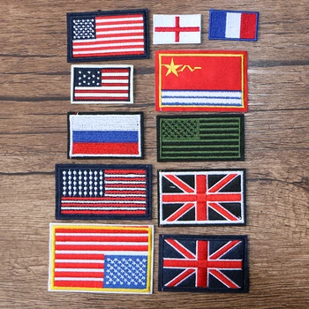 Americano, tedesco, Francia, Russia, Regno Unito, Bandiera Icona del Ricamo di Applique Patch Per i Vestiti fai da te in Ferro Badge sullo Zaino