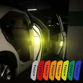 4Pcs/Set Auto adesivi rifrangenti Nastro di Avvertimento Segno di Guidare di Notte l'Illuminazione di Sicurezza Luminoso Nastri Accessori Auto Porta Adesivi