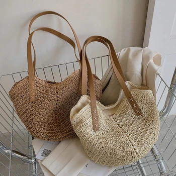 Weave Tote Bag Female Bohemien Borse a Spalla per le Donne 2023 Estate Spiaggia Paglia di Borse e Borsette da Signora di Viaggio Shopping Borse