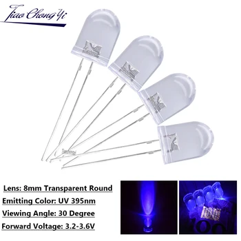 395nm UV Diodo LED DIP 8mm Diodi Chiaro UV LED 3.2 v-3.6 v 20mA Ultravioletti Ultra LED Viola
