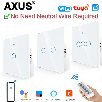 AXUS UE WiFi Smart Interruttori della Luce e Interruttore Touch RF433 Senza Filo Neutro Smart Home Vita Tuya App di Supporto al Controllo di Alexa di Casa Google