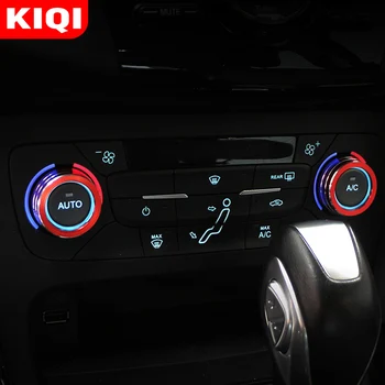 KIQI 2Pcs/Set di Accessori per Auto per Ford Nuova Focus 3 MK3 2014 2015 2016 2017 Berlina ST AC Calore Interruttore di Controllo Manopola Anello di Copertura Trim